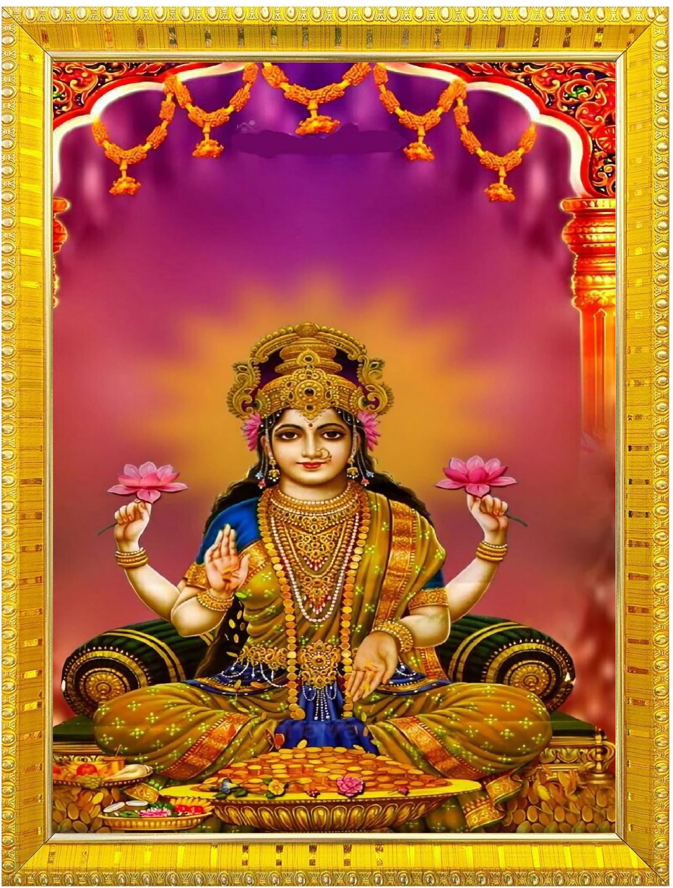 NOKKES Laxmi Devi Maa Mata Photo Frames Religious Photo frame 5X7 Inch Photo Frame_W45