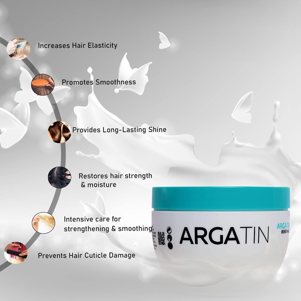 Argatin Keratin O+ Smooth Repair Hair Mask 250Ml | For Smoothening, Straightening, Hair Thickness | Nourishes Dry, Damaged & Frizzy Hair 250Ml