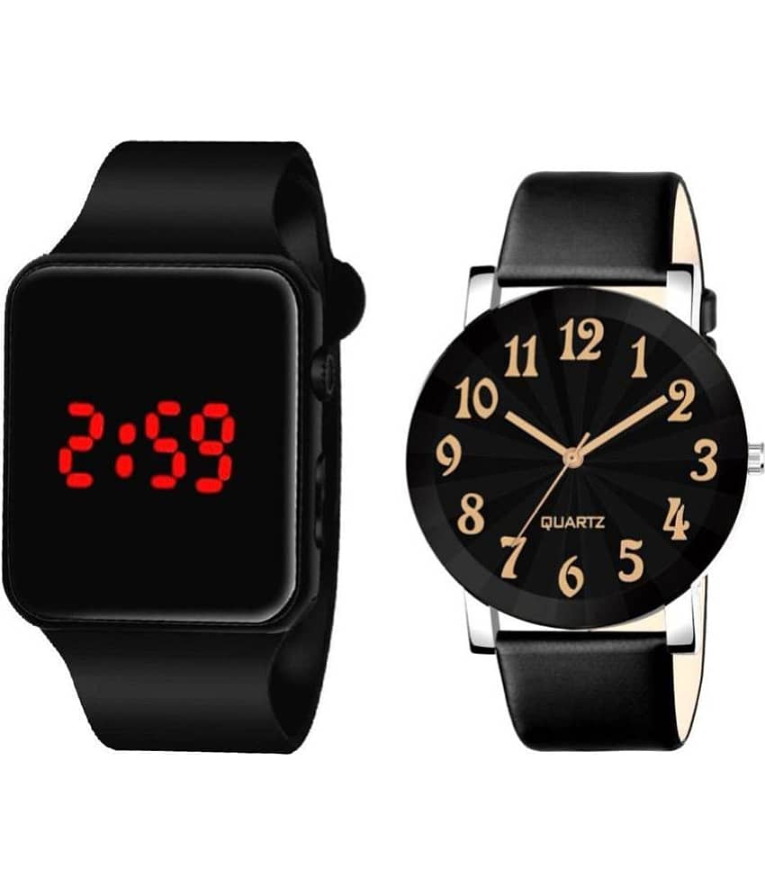 DECLASSE - Black Leather Analog Couple's Watch