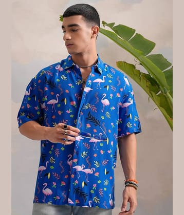 Ketch Viscose Oversized Fit Printed Half Sleeves Men's Casual Shirt - Blue ( Pack of 1 )