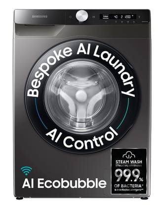 Samsung 8 kg, 5 star, AI Control, AI Eco Bubble, Wi-Fi, Digital Inverter, Motor, Fully-Automatic Front Load Washing Machine (WW80T504DAX1TL, Hygiene Steam, Inox) Samsung 8 kg, 5 star, AI Control, AI Eco Bubble, Wi-Fi, Digital Inverter, Motor, Fully-Autom