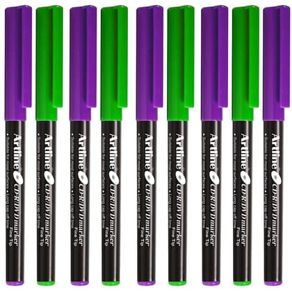 Artline CDR/DVD Marker Green Pack of 10 X 3 Packs, Purple Pack of 10 X 2 Packs (50 DVD's Markers) | On Multiple Surface: Metal, Plastic/OHP, Glass/Porcelain & Carton