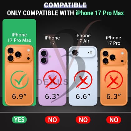 V3Deals Compatible for iPhone 17 Pro Max Case with 360° Soft Micro-Fiber Lining, Shock-Absorbing Design, Camera and Screen Protection, Anti-Skid, Dustproof, Wireless Charging Compatible