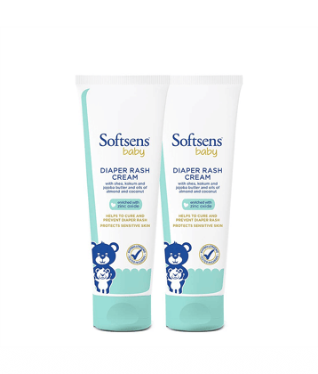 Softsens Baby Natural Diaper Rash Cream Enriched With Aloe Vera Juice and Shea Butter 50g, Pack of 2
