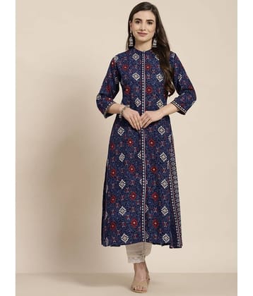 Juniper - Indigo Rayon Women's Flared Kurti ( Pack of 1 )