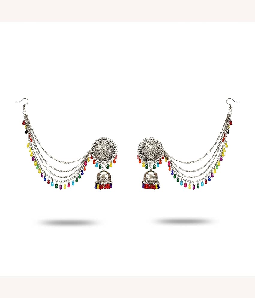 YouBella Multicolour Oxidized Silver Plated Afghani Kashmiri Tribal Jhumka Earrings for Women