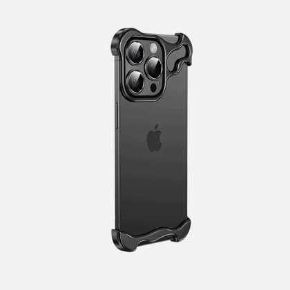 iPhone 15 Series Bumper Case: Minimalist Titanium Metal Frame with Camera Rings-iPhone 15 Pro Max / Black Titanium