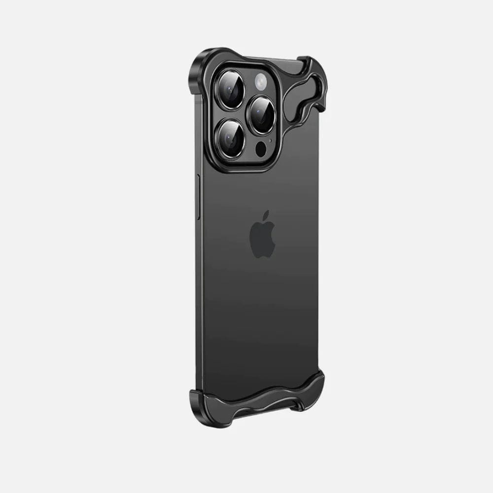 iPhone 15 Series Bumper Case: Minimalist Titanium Metal Frame with Camera Rings-iPhone 15 Pro Max / Black Titanium