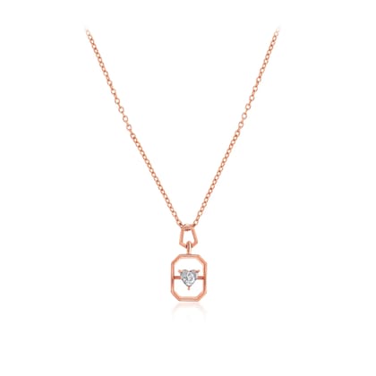 Senco Gold 18K Rose Gold Seal of Love Diamond Chain Pendant (Gold Weight - 4 g / 0.09 carat / GH-VVS)