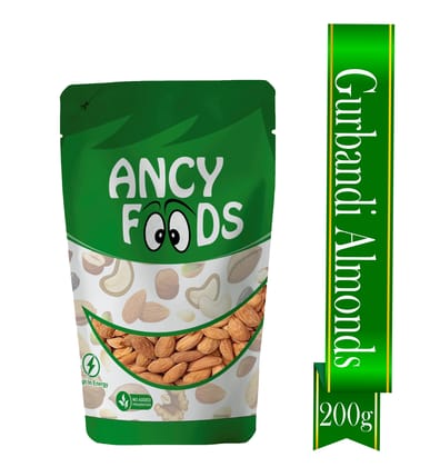 Ancy Gurbandi Almonds 200 Grams  with Rich Flavor, High Antioxidant Content, and Brain-Boosting Nutrition for Daily Vitality and Wellness |Packed with Energy to Support Kids’ Learning, Adults