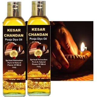 Pack Of 2 Kesar Chandan Diya Oil for Puja, 100 Premium for Pooja Oil