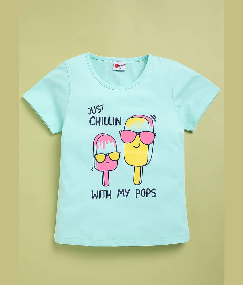 Mars Infiniti Pack of 1 Girls Cotton T-Shirt ( Light Blue )