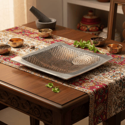 Decorative Square Platter | Premium Serving Tray Home Decor, Height : 2 Inch (AMAS1616/12)