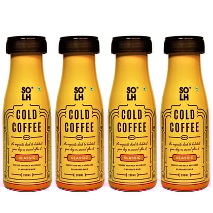 SOLH Classic Cold Coffee Smooth, Creamy & Intense Bottle 200 Ml (Pack of 4)