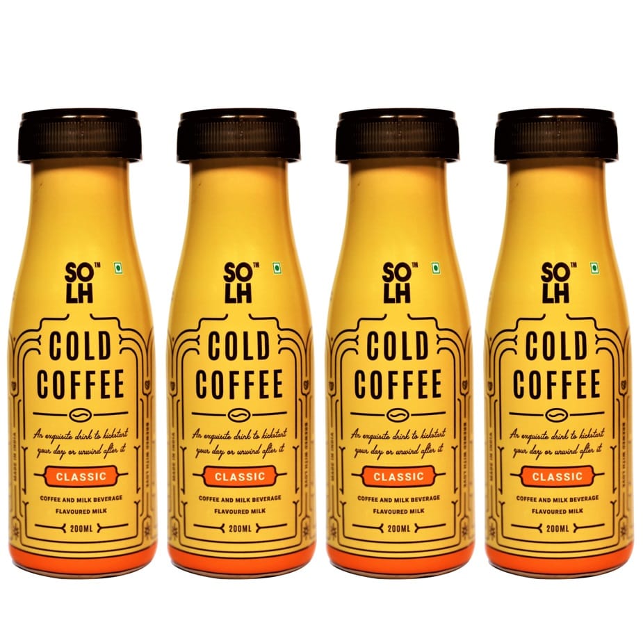 SOLH Classic Cold Coffee Smooth, Creamy & Intense Bottle 200 Ml (Pack of 4)