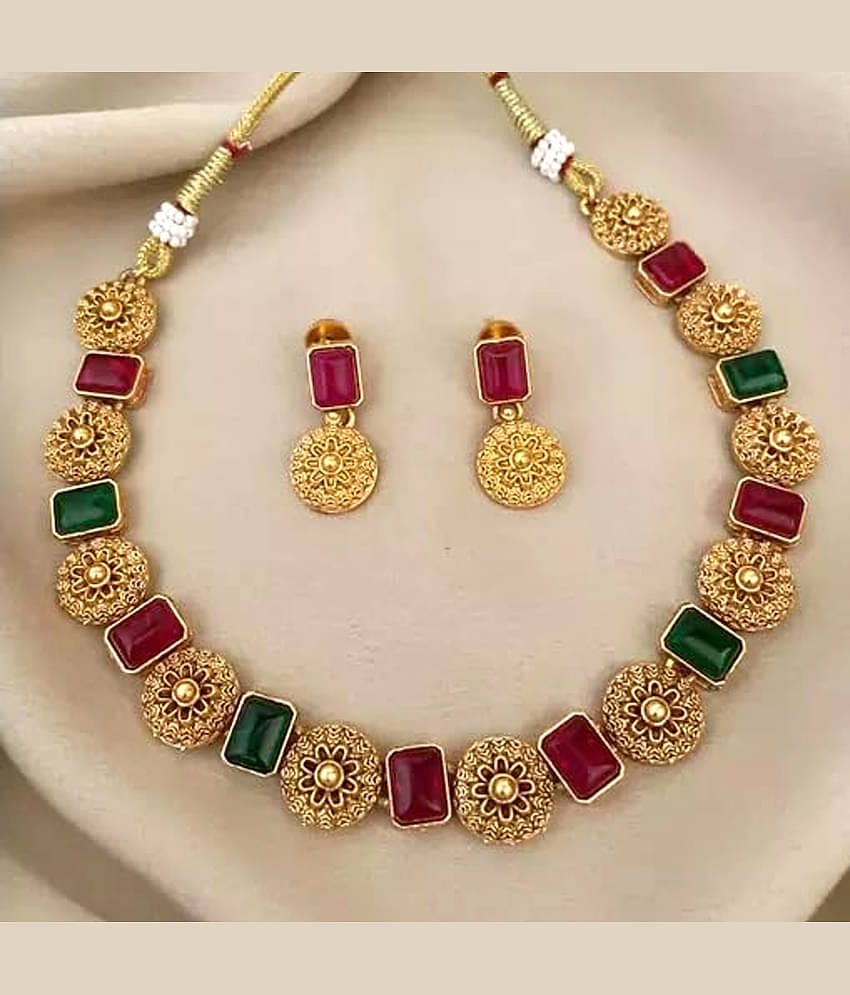 J D Jewellers Multi Color Alloy Necklace Set ( Pack of 1 )