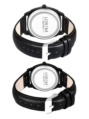 LOREM Cubic Designer Print Analog Watch Set for Couples-UF LOREM Cubic Designer Print Analog Watch Set for Couples-UF