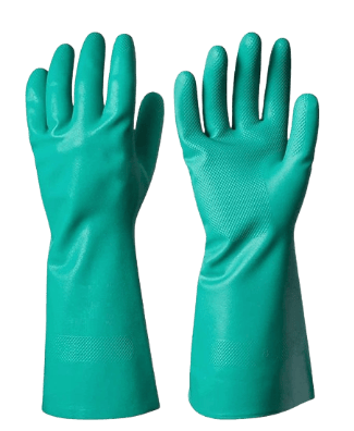 Rahul Professionals Multipurpose Nitrile Solvent Chemical Resistant Rubber Hand Gloves (Green color)