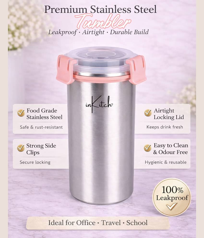 inKitch Premium Steel Tumbler Steel Juice Glass ( Pink)