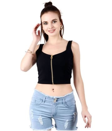 POPWINGS Women's Polyester Crop Top ( Black )