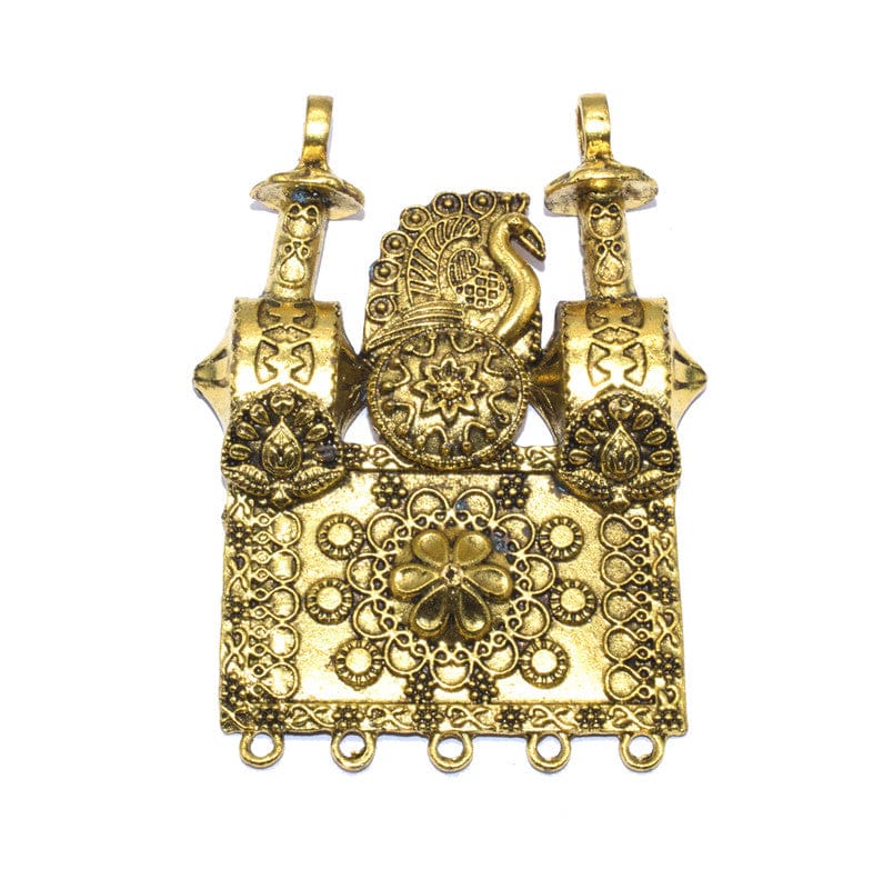 German Silver Metal Oxidized Golden Pendant  ,(GPN-072) , Per Packet of 2 Pcs-Per Packet of 2 Pcs / 75 MM