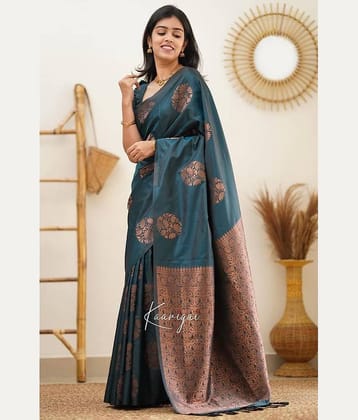 fab woven Art Silk Woven Saree With Unstitched Blouse Piece ( Green )