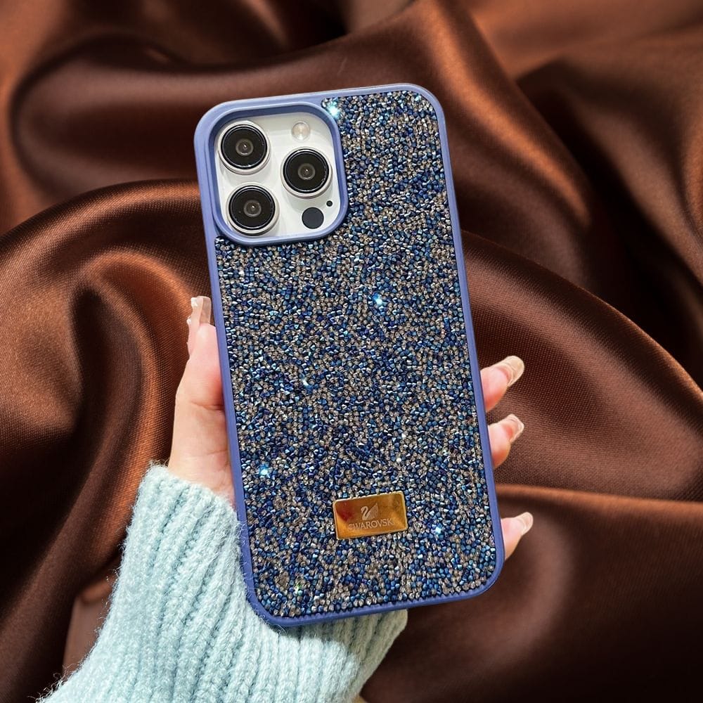 Sapphire Blue Diamond Rhinestones Luxury Cover-iPhone 16 Pro