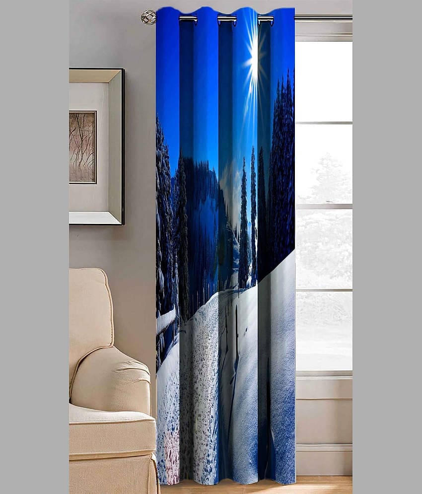 BELLA TRUE Abstract Printed Semi-Transparent Eyelet Curtain 5 ft ( Pack of 1 ) - Multicolor