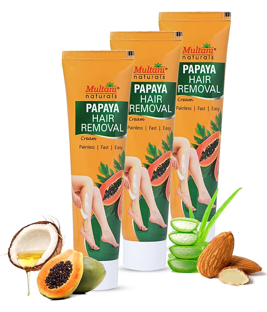 Multani Naturals Papaya Painless Hair Removal Cream for Smooth & Soft Finish 30ml (Pack of 3)