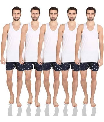 kaseera Pack of 5 Cotton Basic Vest For Men ( White )