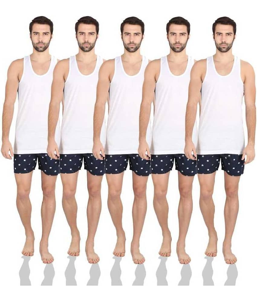 kaseera Pack of 5 Cotton Basic Vest For Men ( White )