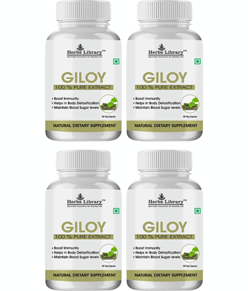 Herbs Library Giloy Immunity Booster, 60 Capsules Each (Pack of 4)