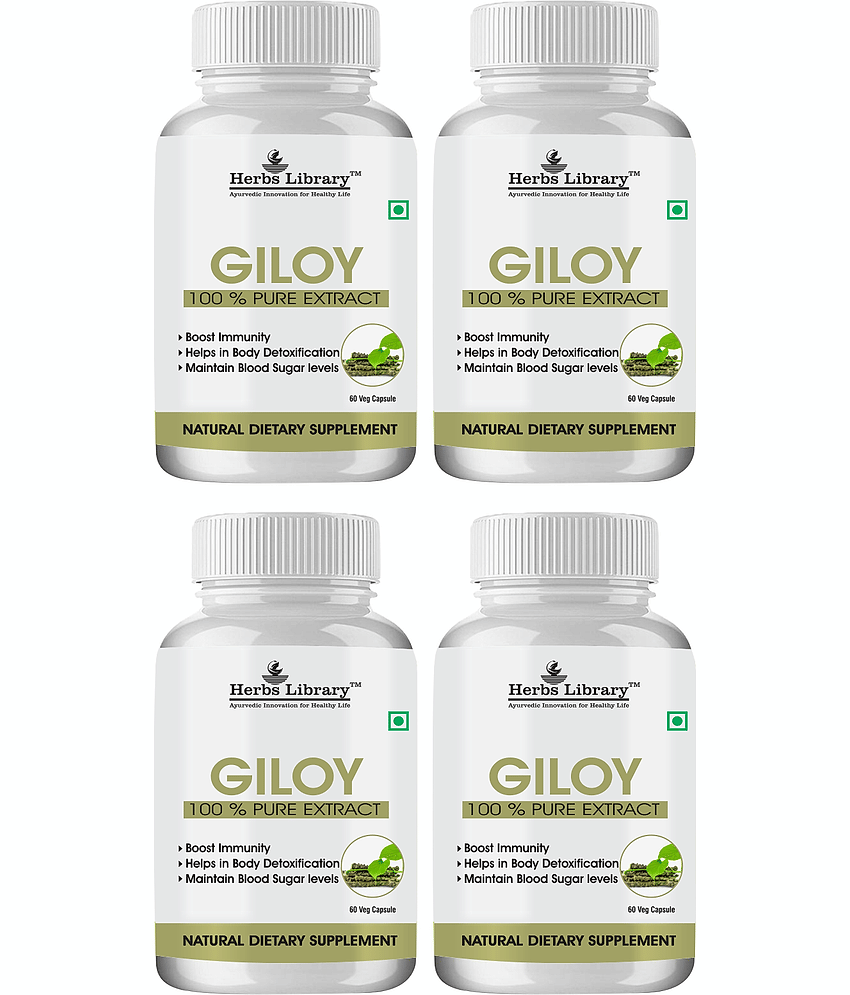 Herbs Library Giloy Immunity Booster, 60 Capsules Each (Pack of 4)