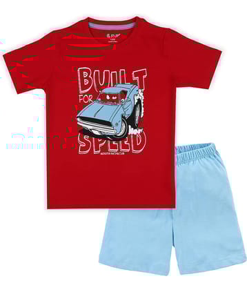 J&JP Pack of 1 Boys Cotton Blend T-Shirt & Shorts Set ( Multicolor )