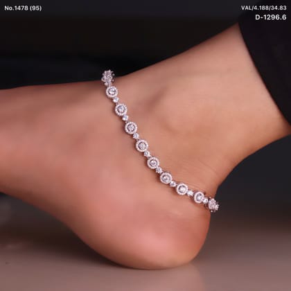 Zircon Stone Silver Payal for Women