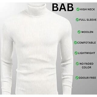 Fashlook Solid Full Sleeve Casual White Sweaters For Mens