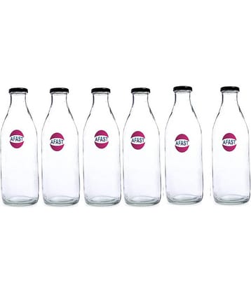 Somil Glass Storage Bottle, Transparent, Pack Of 6, 1000 ml