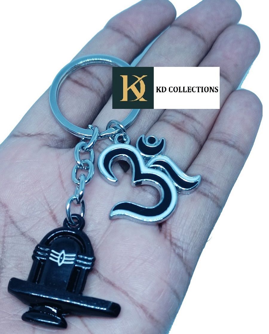 KD COLLECTIONS Lord Shiva Shankar Mahadev Om Shivling Keychain - Black Color - Pack of 1 Keychain