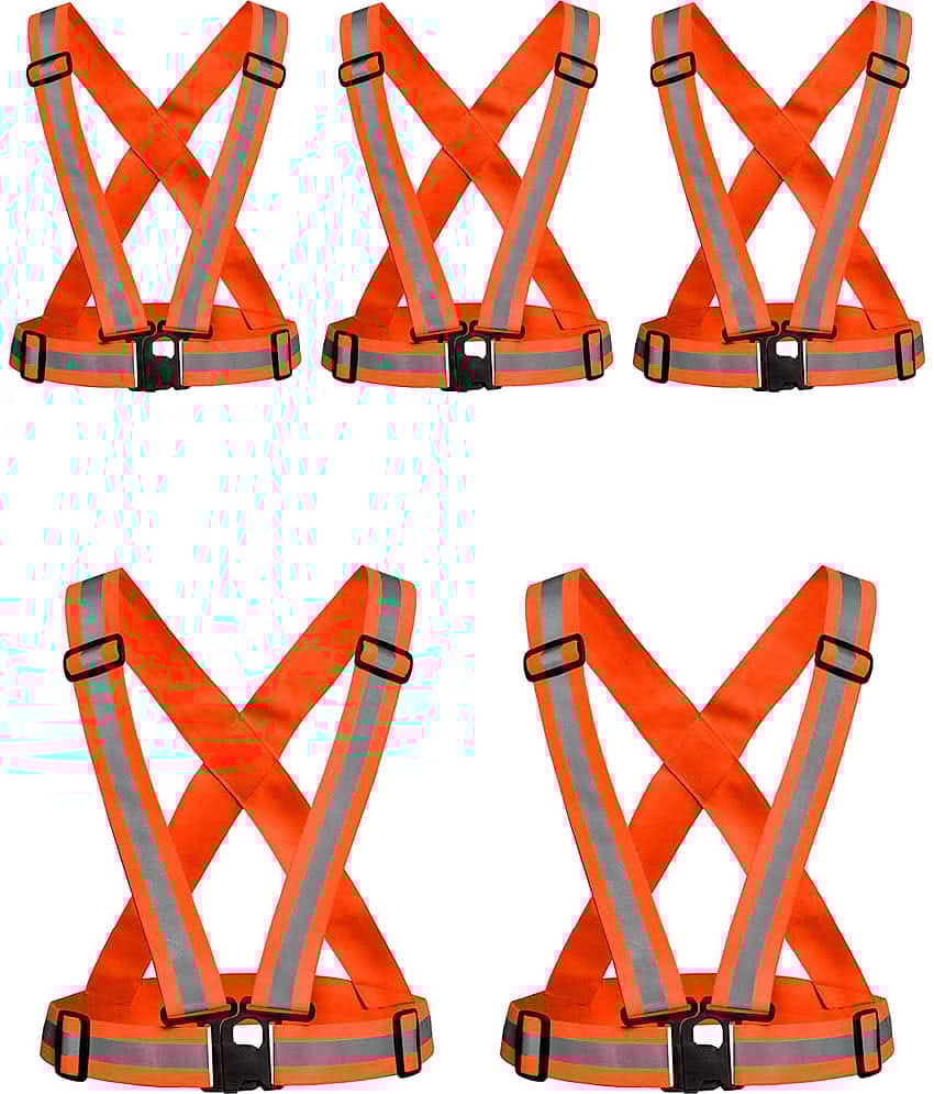 Laxmi Polyester High Visibility Safety Reflective Vest Belt Jacket(Pack 5) Orange Safety Jacket