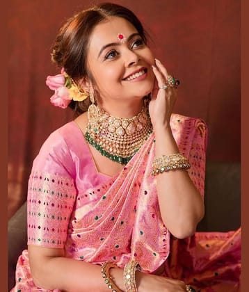 fab woven Art Silk Woven Kanjeevaram Sarees With Unstitched Blouse Piece ( Pink )