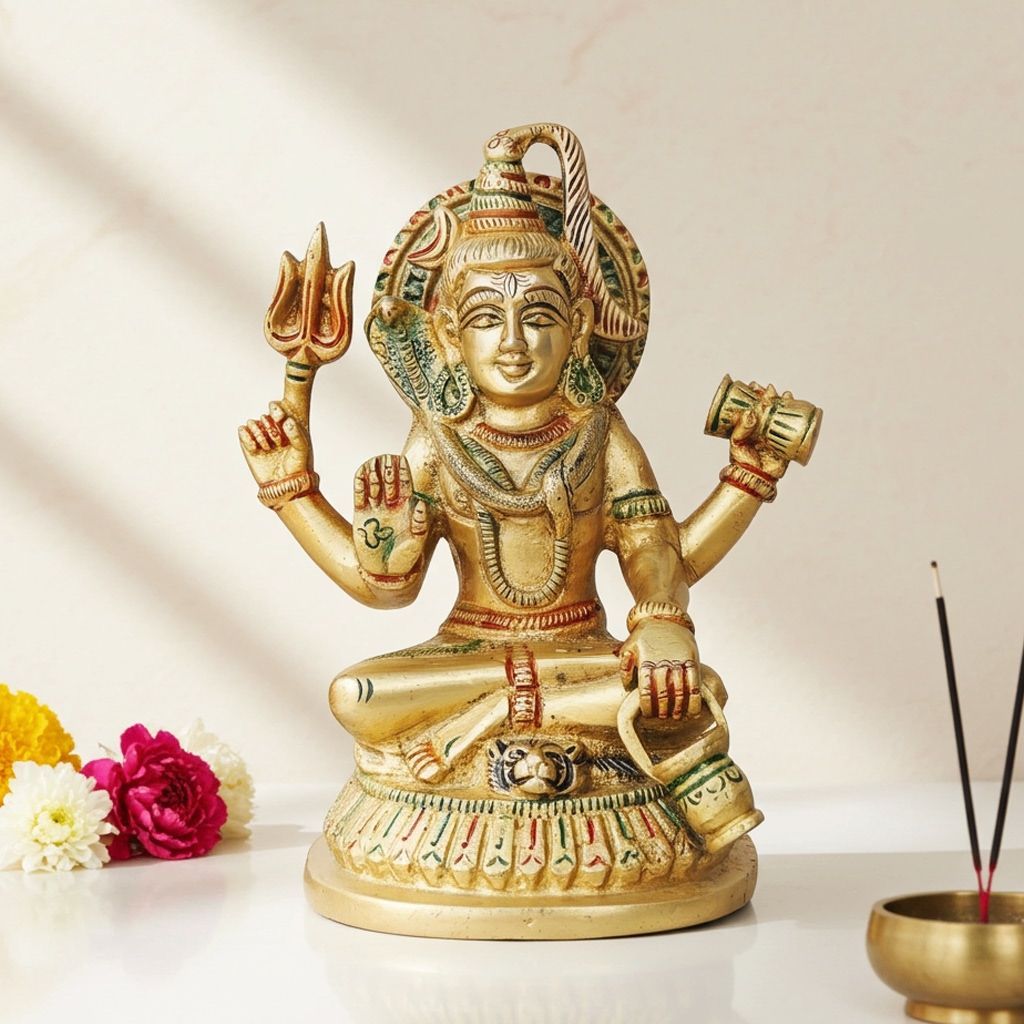 Brass Shiv Ji Colour Idol - Decorative Brass Murti, Height : 5.2 Inch (BSMAS947 B)