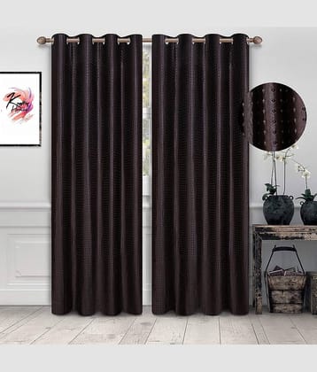Kraftiq Homes Solid Room Darkening Eyelet Curtain 7 ft ( Pack of 2 ) - Brown