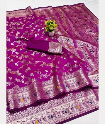 HEMA SILK MILLS Silk Printed Regular Saree With Unstitched Blouse Piece ( Pink )