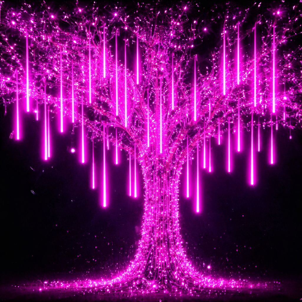 SPARKWORLD Pink Rain Drop Meteor Shower Lights 8 Tubes, 192 LEDs | Icicle Falling Decorative Lights for Diwali, Christmas, Outdoor & Home Decor