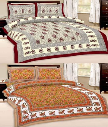 UniqChoice 100% Cotton King Size 2 Double Bed Sheet Combo With 4 Pillow Cover