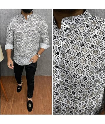 BOUGHT FIRST Off-White Cotton Blend Men's Shirt Style Kurta ( Pack of 1 )