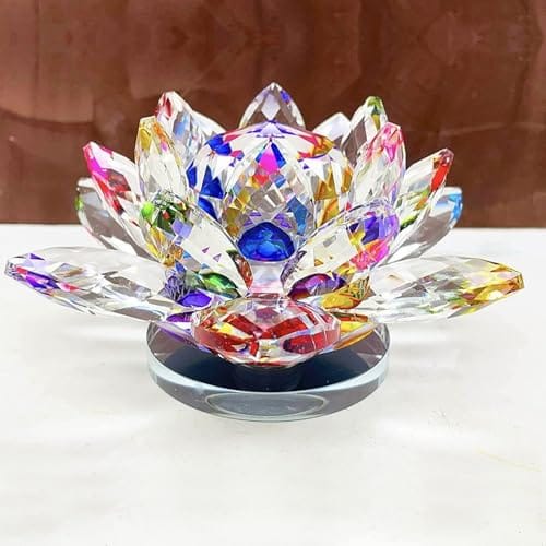 TIED RIBBONS Feng Shui Crystal Lotus Flower for Good Luck (Glass, 8.8cm x 6.3cm) - Positive Energy & Home