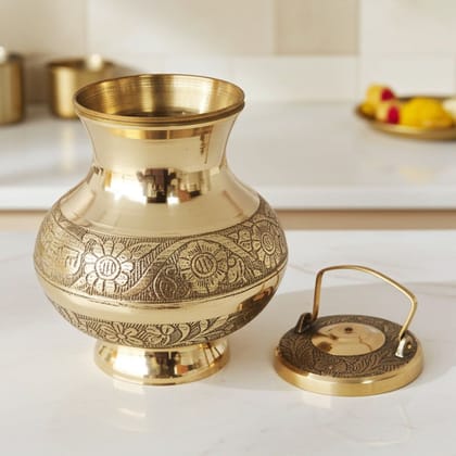 Brass Gangajali No. 3 – Religious Pot for Pooja & Temple Use, Height : 8 Inch (ZMAS200 N)