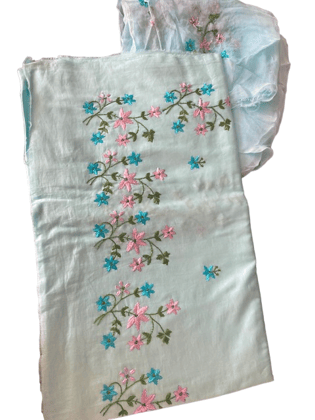 Rain Hand Work Suit Dress Material | Sky Blue