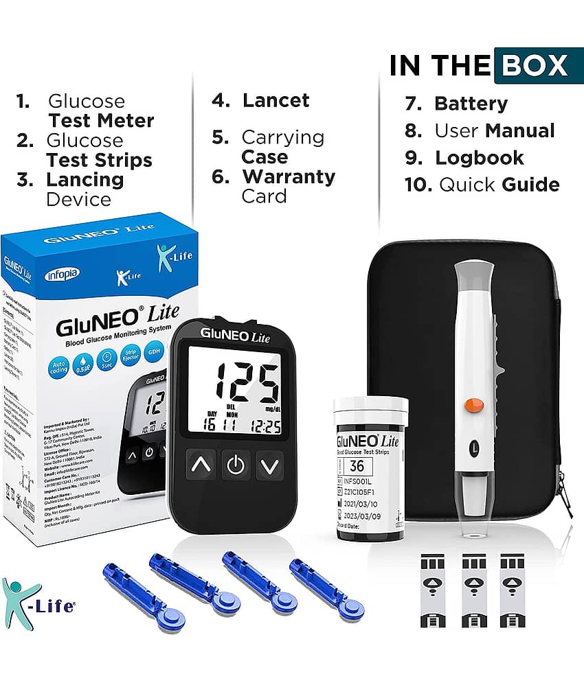 GLUNEO LITE - Glucometer Expiry March 2024